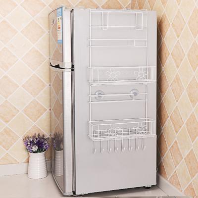 China Wholesale Wall Mounted Wall Mounted Rack Side Hook Hook Kitchen Factory Multifunctional Fridge Rack Viable Storage for sale