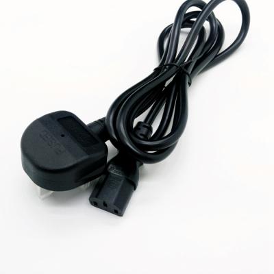 China 90 Degree Plug In AC Power Cord High Quality Power Line Cable 3 Cords With UK Plug for sale