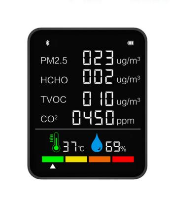 China Mini 2021 Portable 6 in 1 LED Screen Carbon Dioxide Sensor Monitor Air HCHO Meter Wall Mounted Design for sale