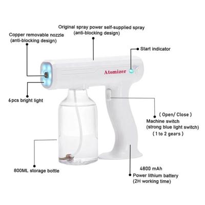 China The Spray Gun 800ML Capacity Large Atomization Spray Gun Disinfection Sprayer Rechargeable Blue Nano Gun for sale