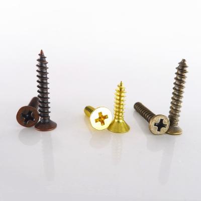 China Cross Flat Flat Head Carbon Steel Gold Plating Self Tapping Screw M2x8 for sale