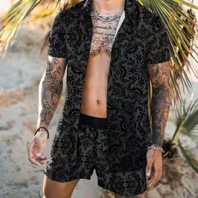 China Soft 2022 Wholesale Hawaiian Short Sleeve Shirt Shorts Beach Pants Set Fashion Loose Casual Men Sets for sale