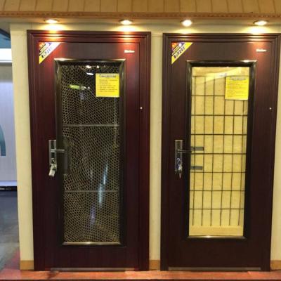 China Modern EN ISO Certified Galvanized Steel PVC Film Security Entry Door With Polyurathane Filling for sale