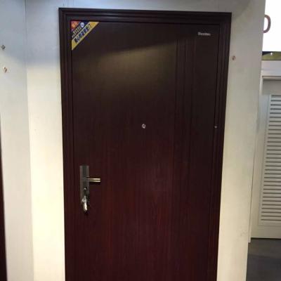 China Modern EN ISO Certified Galvanized Steel PVC Film Security Entry Door With Polyurathane Filling for sale