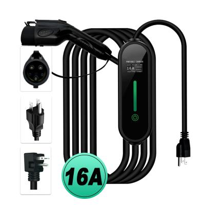 China 16A Voltage Monitoring AC Ev Charger 3.3KW Ev Charger Portable Electric Vehicle Car Charger Level 2 SAE J1772 for sale