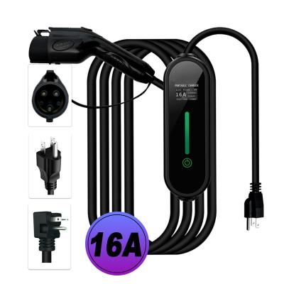 China 16A Voltage Monitoring AC Ev Charger 3.3KW Ev Charger Portable Electric Vehicle Car Charger Level 2 SAE J1772 for sale