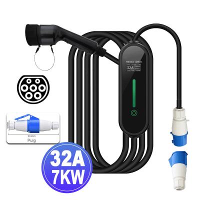 China Voltage Monitoring Electric Vehicle AC IEC 62196-2 Type - 2 16A 3.5kw 32A 7kw Portable EV Charger CE for sale