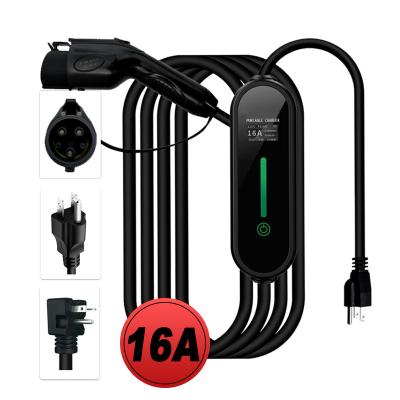 China Portable Voltage Monitoring Car EV Charger 16A 3.3KW Tier 2 SAE J1772 Electric Vehicle EV Charger for sale