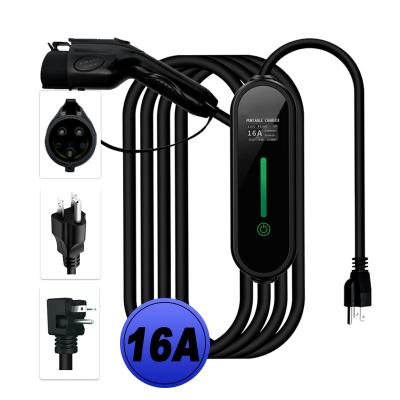 China Voltage Monitoring EV Charger 16A 3.3KW 1 Phase Ev Charger Portable Electric Vehicle Car Charger Level 2 Level 1 for sale