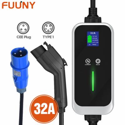 China Voltage Monitoring 80~265vType 2 7kw 32A EV Charger Electric Vehicle Fast Charger Portable EV Charger Station for sale