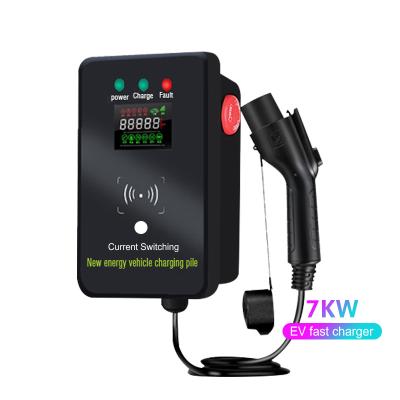 China New electric car charging station 16A IEC 62196-2 6.1m cable 7KW wallbox app China-chic blue tooth OEM for sale