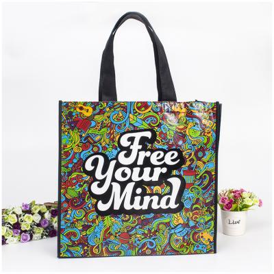 China Emboss / Disappear / Or Glossy Design Bag Matte Lamination Full Color Printing Nonwoven Cheap Price Woven Holographic Shopping Bag Customized for sale