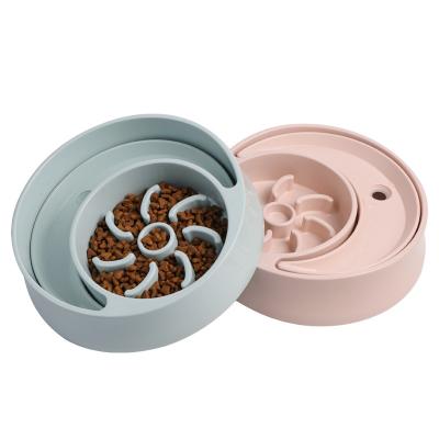 China Cat Health Dogs Anti-Swallow Dogs Bowl Viable Durable Plastic Slow Food Cat Health Pet Drinking Station for sale