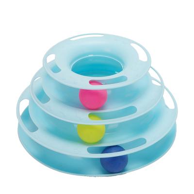 China Factory Viable Hot Cat Pet Fun Training Turntable Cat Toy 3 Tier Shape for sale