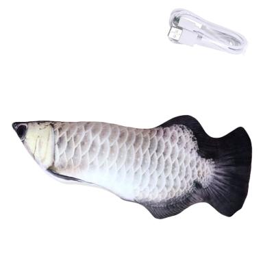 China Dragon Fish Plush Electronic Plush double-sided silver cats pet cat's mobile fish toy for sale