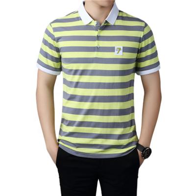 China Anti-Wrinkle Stripe Long Sleeve T-shirt Promotion Men's 100% Cotton Striped Polo Shirt Striped Rugby Polo Shirt for sale