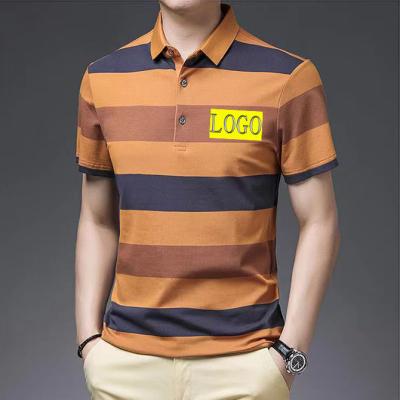 China Casual Anti-Wrinkle OEM Golf Polo Shirt Polyester Spandex Short Sleeve For Men's Dryfit Striped Athletic Polo Shirts for sale