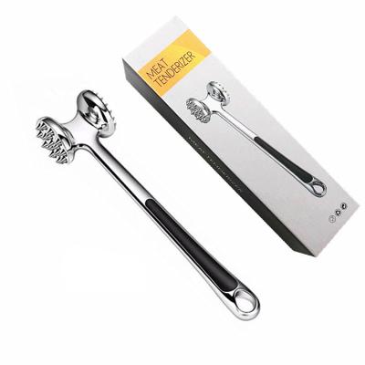 China Viable Stainless Steel Kitchen Meat Hammer Double Sided Slotted Pound Loose Meat Blow Tools Steak Meat Hammer for sale