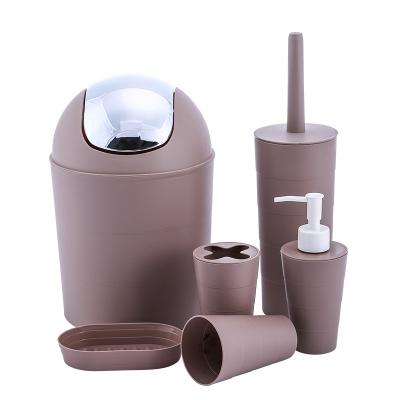 China Home Hotel Bathroom Accessories Set Bathroom 6PCS Toilet Set Toothbrush Holder Soap Dish Bin Viable for sale