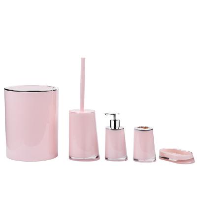 China Viable Home Hotel Bathroom Set Acrylic Toothbrush Holder Soap Dish Soap Dispensers Bathroom Accessories Set for sale