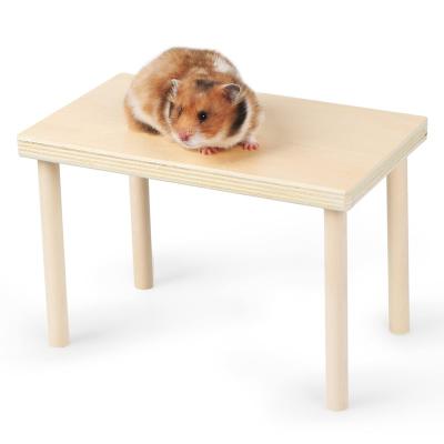 China Small Viable Wooden Animals Stand Platform, Waterproof Surface with Pillars, Natural Toys Cage Props for Hamster Squirrel Gerbil for sale