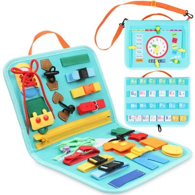 China Cotton Toddler Busy Board, Montessori Toys for Toddler 2-5 Years Old, Educational Travel Toy to Learn Basic Fine Motor Dress Skill for sale