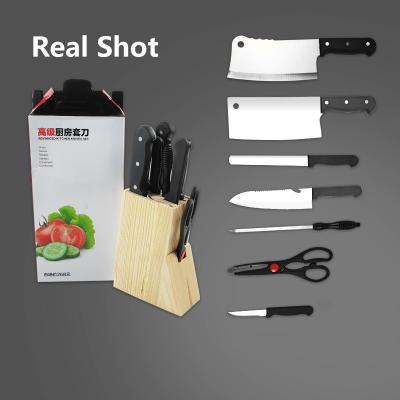 China Best Quality Kitchen Gift 8pcs Tool Stocked Knife Sets With Wood Base Sharpen Cutter Sets Stainless Steel Kitchen Knife Set for sale