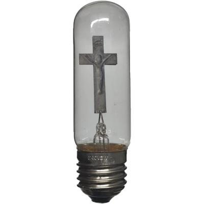 China Glass Christian Light Bulb - crucifix bulb, Jesus on Cross Novelty Light Bulb Catholic Easter Flame Bulb, E27 3W 220-240V for sale