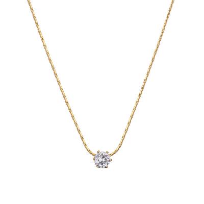 China Factory Romantic Main Product Hot Selling Zircon Six-claw Diamond Twinkle Soft Bamboo Necklace for sale