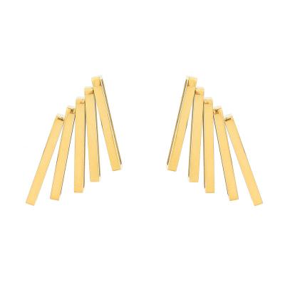 China Trendy Fashion Stainless Steel Jewelry Stripe Shaped Gold Earrings For Women for sale