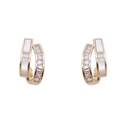 China FASHIONABLE Wholesale Imperial Gold Plated Stainless Steel Diamante Earrings For Women for sale