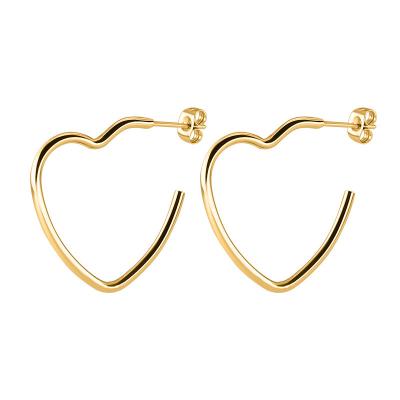 China TRENDY Wholesale Heart Shape Simple Charm Circle Stainless Steel Stud Earrings For Women for sale