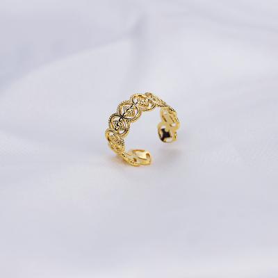 China TRENDY 18k Gold Plated Stainless Steel Adjustable Size Elegant Women Ring for sale