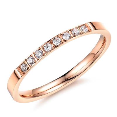 China FASHIONABLE Wholesale Small Diamond Plated Loop Shape Stainless Steel Single Ring for sale