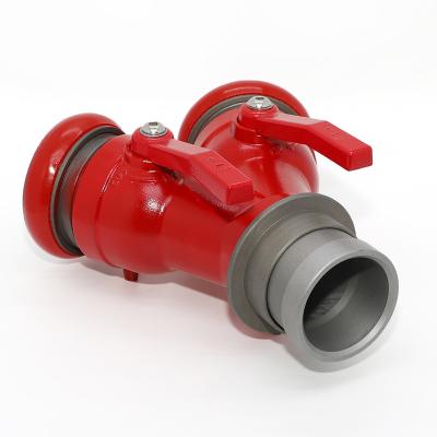 China Aluminum Alloy / 25-80mm Brass Water-Outlet Aluminum Alloy Ball Valve HOT Water Outlet Fire Divider 2 For Fire Fighting Rescue for sale