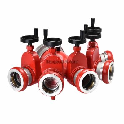 China Aluminum Alloy 125mm-150mm Water Pipe Gate Valve Hot Rolling Aluminum Alloy Water Inlet 5 Outlets Fire Splitter for fire fighting rescue for sale