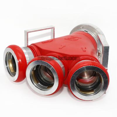 China HOT High Quality 100mm-125mm Waterflow Concentrated Multi-size Hose Fire Hydrant 3 Siamese Aluminum Alloy Water Inlets For Fire Fighting for sale