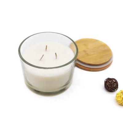 China LA06T Smokeless factory direct-sold plain air transparent glass scented candle with bamboo cover for sale