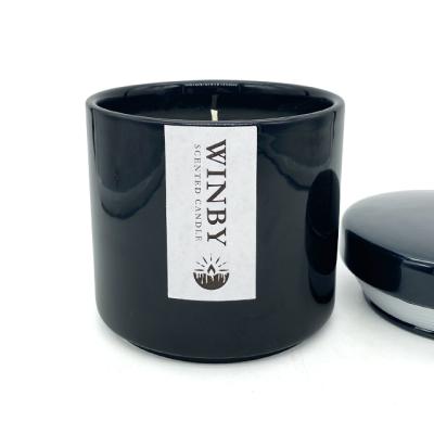 China Colorful Flame LTC25 - Luxury Customized Scented 10.8oz Candle with Essential Oil in Ceramic Vessel for sale