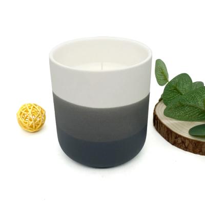 China LTC28 Flame factory wholesale gradient color colorful ceramic mug scented candle for home decoration for sale