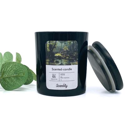 China Barber Shop LA07P Factory Wholesale Black Clear Glass Mug With Black Bamboo Lid And Private Custom Label for sale