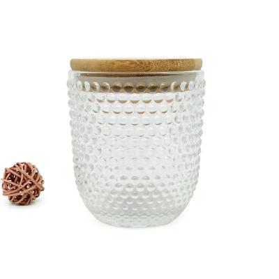 China Making Scented Candles LO20 Transparent Polka Dot Glass Candle Cup Can Be Used As Home Decoration for sale