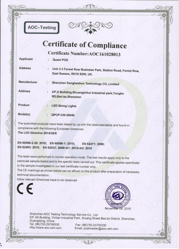 CE - Shenzhen Kangheshun Technology Co., Limited