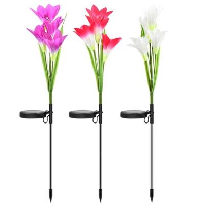 China Outdoor Waterproof Solar Garden Lily Flower Color Changing Landscape LED Garden Lights for sale