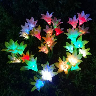 China Solar Garden Landscape Light Decor Color Changing Power LED Lily Flower RGB Color Changing Solar Garden Light for sale