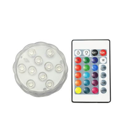 China IP68 Round RGB LED Waterproof Colorful Underwater Lighting Remote Control Submersible Lights For Wedding Party Celebration for sale