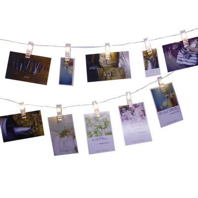 China Christamas Home Decoration Room Party Decoration Battery Operated Silver Copper Wire 1.5M 10 LED Photo Card Clip Christmas String Light for sale