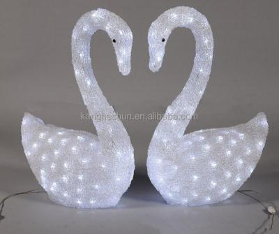 China Custom 3D LED Indoor Outdoor Decoration Light Stainless Steel Christmas Swan Pattern Animal Shaped Light for sale