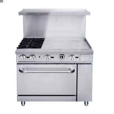 China Height Adjustable Top Gas Stove With Hot Dish Machine Chain Gas Stove / Griddle Oven 304 Stainless Steel Commercial Use USA ETL for sale