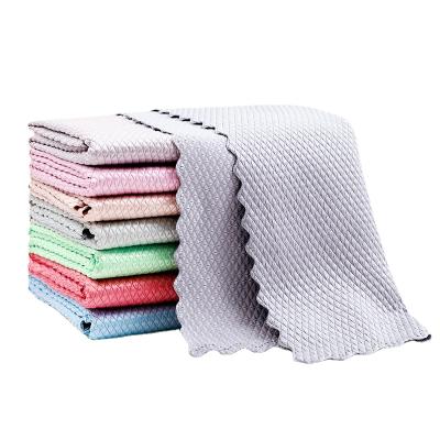 China 5PCS Fish Scale Cloth Non-marking Mirror Glass Bowl Table Cloth Viable Fish Scale Cloth Kitchen Table Cleaning Towel for sale